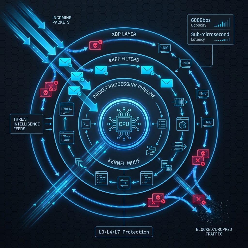 Kernel Seviyesinde DDoS Koruması - XDP, eBPF ve Paket İşleme Mimarisi
